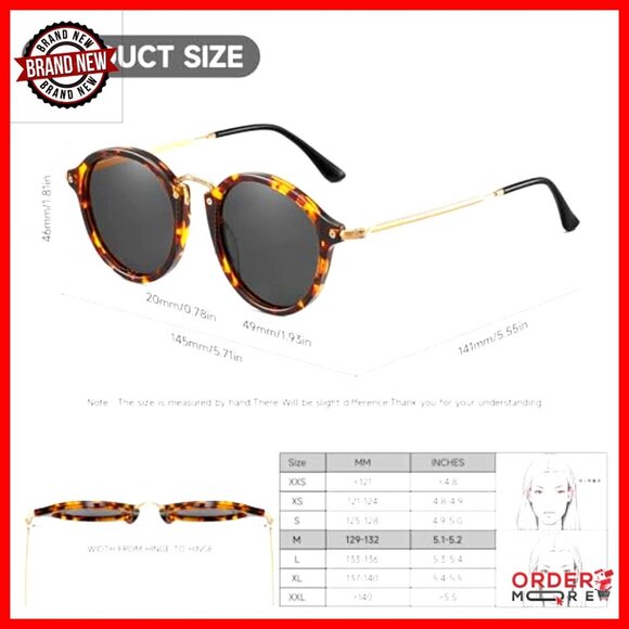 Polarized Round Sunglasses Retro Tortoise Frame Women\'s Regular Fit main image 6